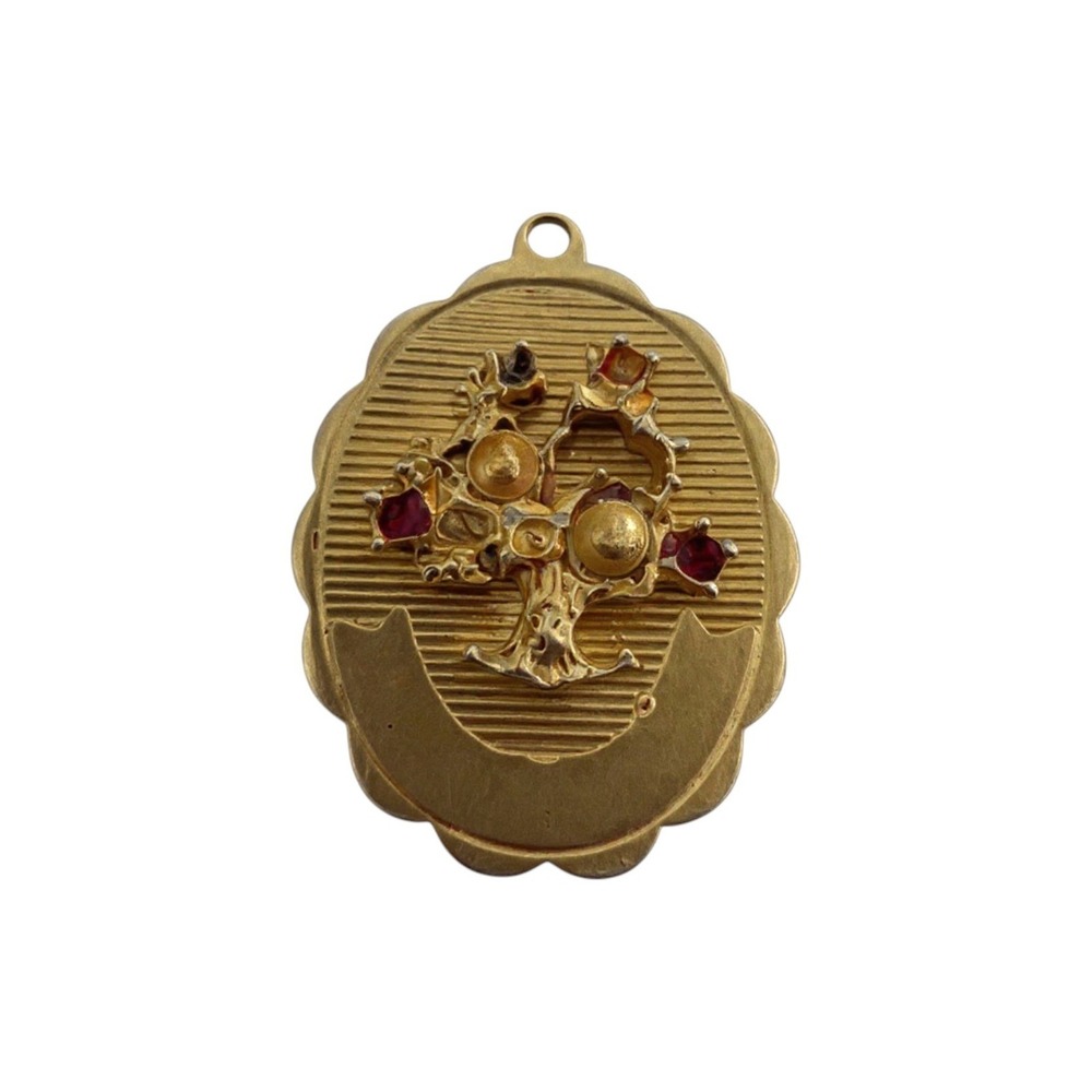 Unbranded Locket Pendant Womens OS Gold Good Vintage Floral Rhinestone Oval